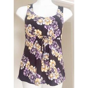 TOMMY BAHAMA Sz S Purple Floral Tank Top w/ Ties